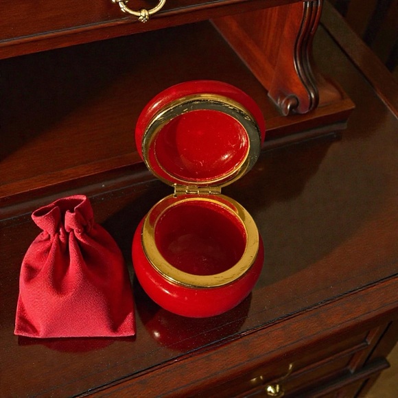 Vintage Authentic Italian Red Alabaster Trinket Box - Picture 4 of 8